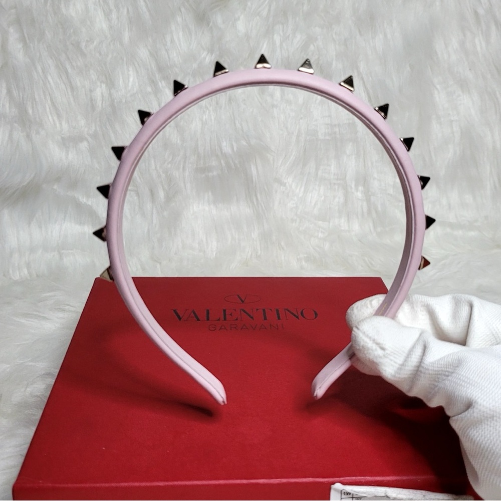 Valentino Garavani Blush Pink Headband with Gold Studs